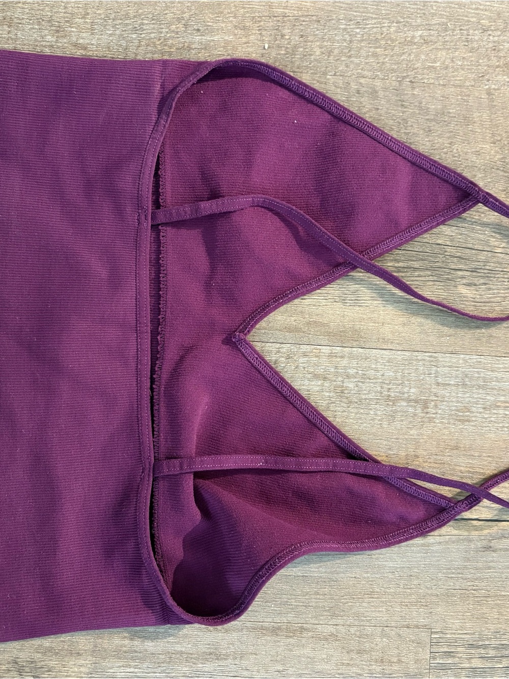Seamless Deep V Ribbed Bralette — Purple - Picture 2 of 3